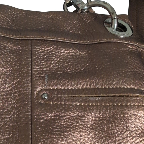 B Makowsky Metallic Copper Y2K Soft Leather Cross Body Purse